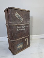 Antique Vintage Steamer Chest Trunk STEPHENSON Nicosia Genova Postage Available 