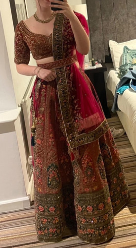 Deep pink fully embroidered - deep,