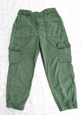USED GOOD MARKS SPENCERS 12 SHORT CARGO GREEN TROUSERS LYOCELL COTTON CUFFED