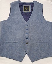 Blue Tweed Waistcoat For Men