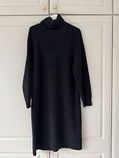 Arket Wool Cotton Knitted Jumper Dress Midi Black Roll Neck Small Worn Once