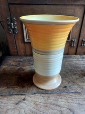 Vintage 30's Shelly 989 Banded Vase In Orange Cream Brown