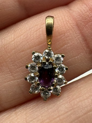 9ct gold amethyst pendant - gold,