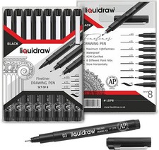 Drawing Pens Set Of 8 Black