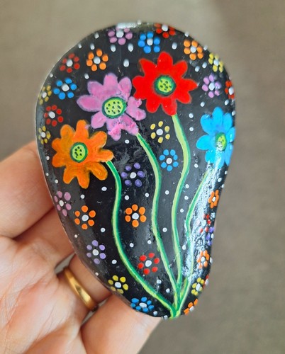 Painted flower rock floral - flower,