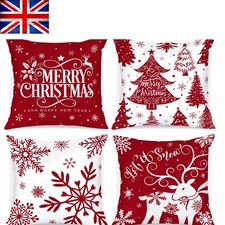 Set of 4 Red & White 45x45cm