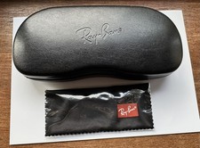 Ray Ban Black Leather Hard Glasses / Sunglasses Case with Cleaning Cloth 