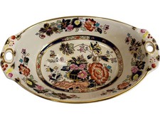 Masons Ironstone Mandarin Oval Serving Bowl 10.25 Inch Floral Design