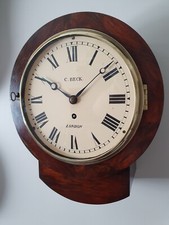 8" Early Fusee Drop Dial Wall Clock C BECK LONDON Antique 
