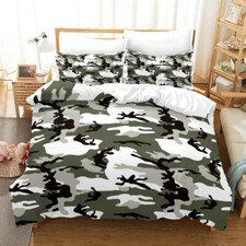 Quilt Duvet Cover Pillowcase Single Double Combat Army Camouflage Bedding Set N1