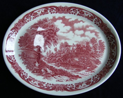Grindley red white plate - &,