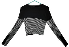 Zara Knit Striped Jumper Black & White EUR Medium Stretch Comfort