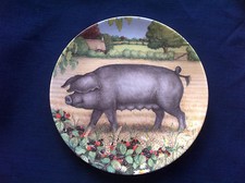 Royal Doulton Pigs In Bloom " Bramble " Large Black  pig plate