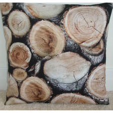 16" Cushion Cover Rustic Logs
