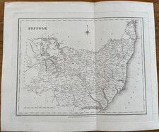 ANTIQUE COUNTY MAP OF SUFFOLK C1831 SAMUEL LEWIS ENG J&C WALKER/CREIGTON UNCOLOU