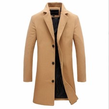 Mens Winter Warm Formal Trench Coat Long Jacket Tops Smart Work Overcoat Outwear