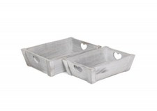 Set of 2 Pale Grey Wooden