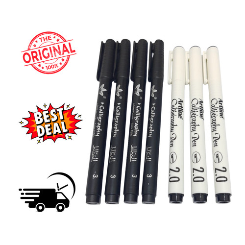 7pc black calligraphy - black, set