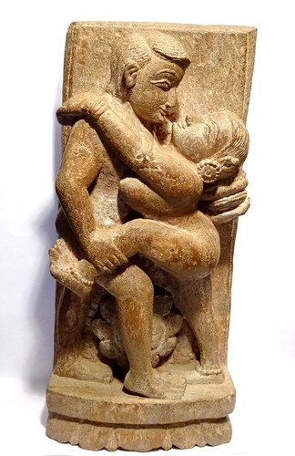 Erotic sandstone sculpture - sandstone,