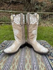 Corral Bone Leather Lace Embroidery Cowboy Boots Snip Toe Wedding UK5.5 RRP$350