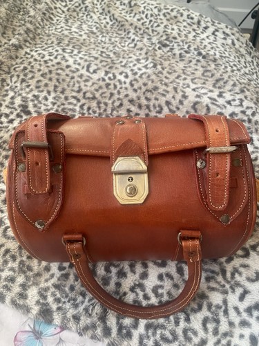 Brown leather barrel - brown, bag