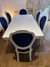 White 6 Seater Table and 6 Chairs Dining Set