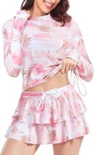 Uniquebella Women's Rash Guard Top and Skirt Swimsuit Swimming Costume