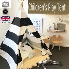 Linen Canvas Kids Teepee Tent Children Wigwam Indoor Outdoor Play House
