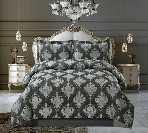 3pc quilted damask jacquard - quilted,