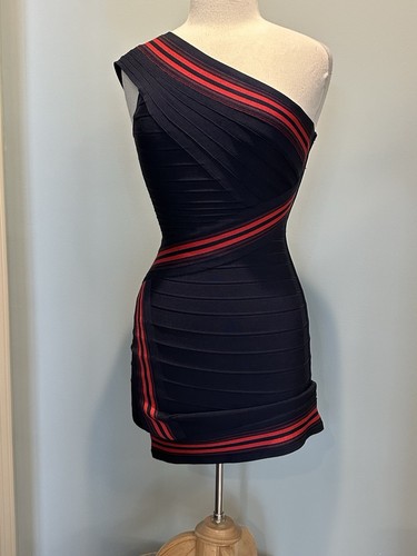 Herve leger one shoulder navy - leger,