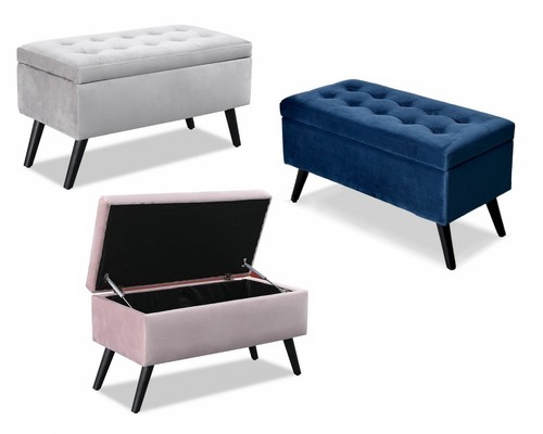 Velvet ottoman storage - ottoman,