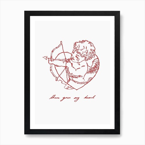 Cherub art print framed - art, wall