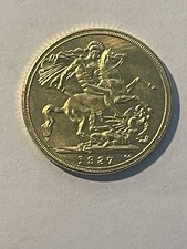 Small 22mm 1937 BRITISH SOVEREIGN 22CT GOLD PLATED COIN KING GEORGE VI
