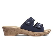 Softlites Womens Sandals Blue Adults Ladies Mule Navy Mules Diamantes Gems SIZE