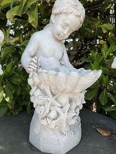 Cherub fountain Sea Shell bird feeder bird bath Water Feature Statue