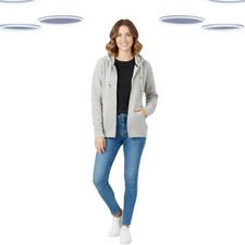 Ex Fat Face Women’s Hoodie Ivory Textured Zip Thru Long Sleeve (Defect)