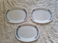 Vintage Retro set of Pyrex Chelsea Oval Steak Dinner Plate 1970's 12" x 9" x3