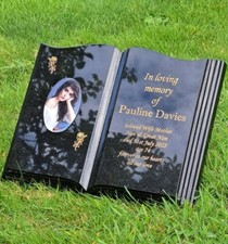 Personalised Granite Slanted Open Book Bible Memorial Grave Cemetery Stone