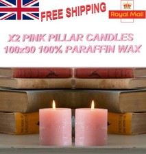 X2 Pink Pillar Church Candle Present Unscented - 10x9cm - Quality Brand