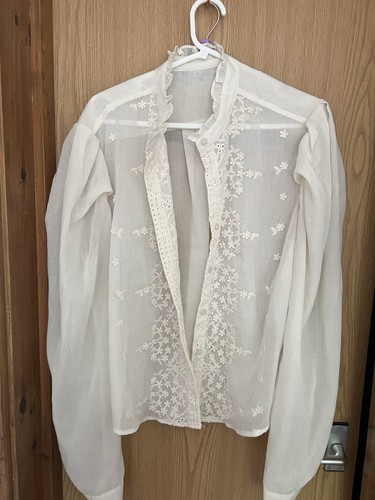 Sheer embroidered white blouse - embroidered,