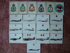 19 Unused SQUADRON PRINTS Postcards. Modern size. BADGES & AIRCRAFT.