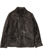 VINTAGE Mens Leather Jacket UK 40 Large Black Leather DI09