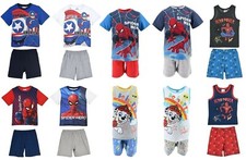 Kids Boys Avengers Fireman Sam Paw Patrol Spiderman Pyjamas Pjs Shorts Sleepwear