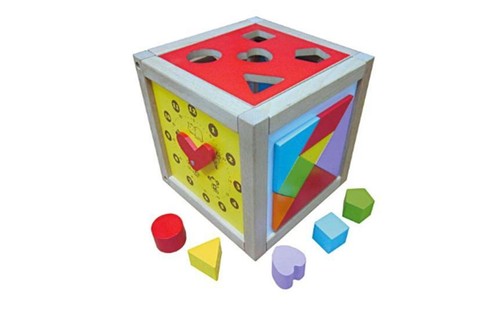 Wooden activity cube baby - wooden,