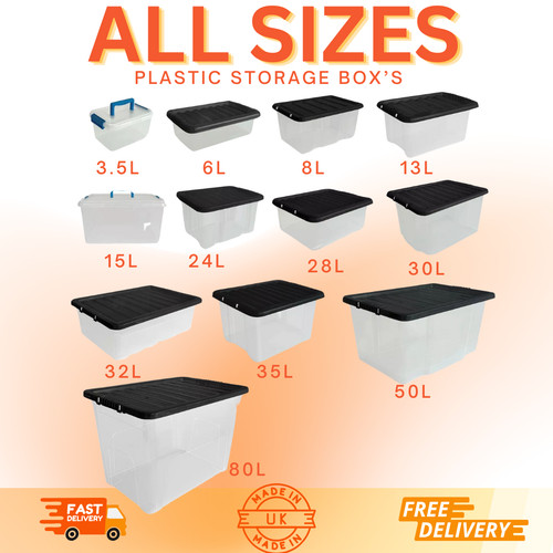 Clear plastic storage boxes - clear,