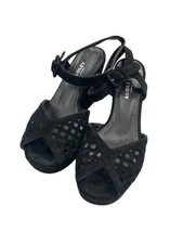 Audley Black Suede Ladies Heeled Shoes Size 35 (HBY)