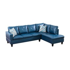 Deep Blue Faux Leather 3-Piece