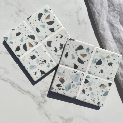Handmade terrazzo tile coaster - handmade,