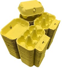 Egg Boxes 1/2 dozen - Yellow Deluxe Cartons Smooth Lid for med - x large eggs 