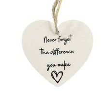 Never Forget The Difference You Make Heart Shape Hanging Decoration Gift Idea